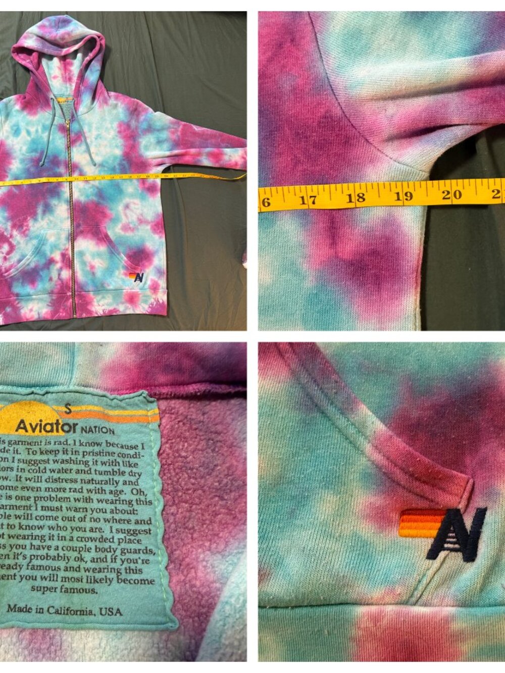 Aviator Nation Tie Dye 3-Pc Bundle Set S M L + NYC Brooklyn Tote & 2 Koozies - Picture 8 of 13